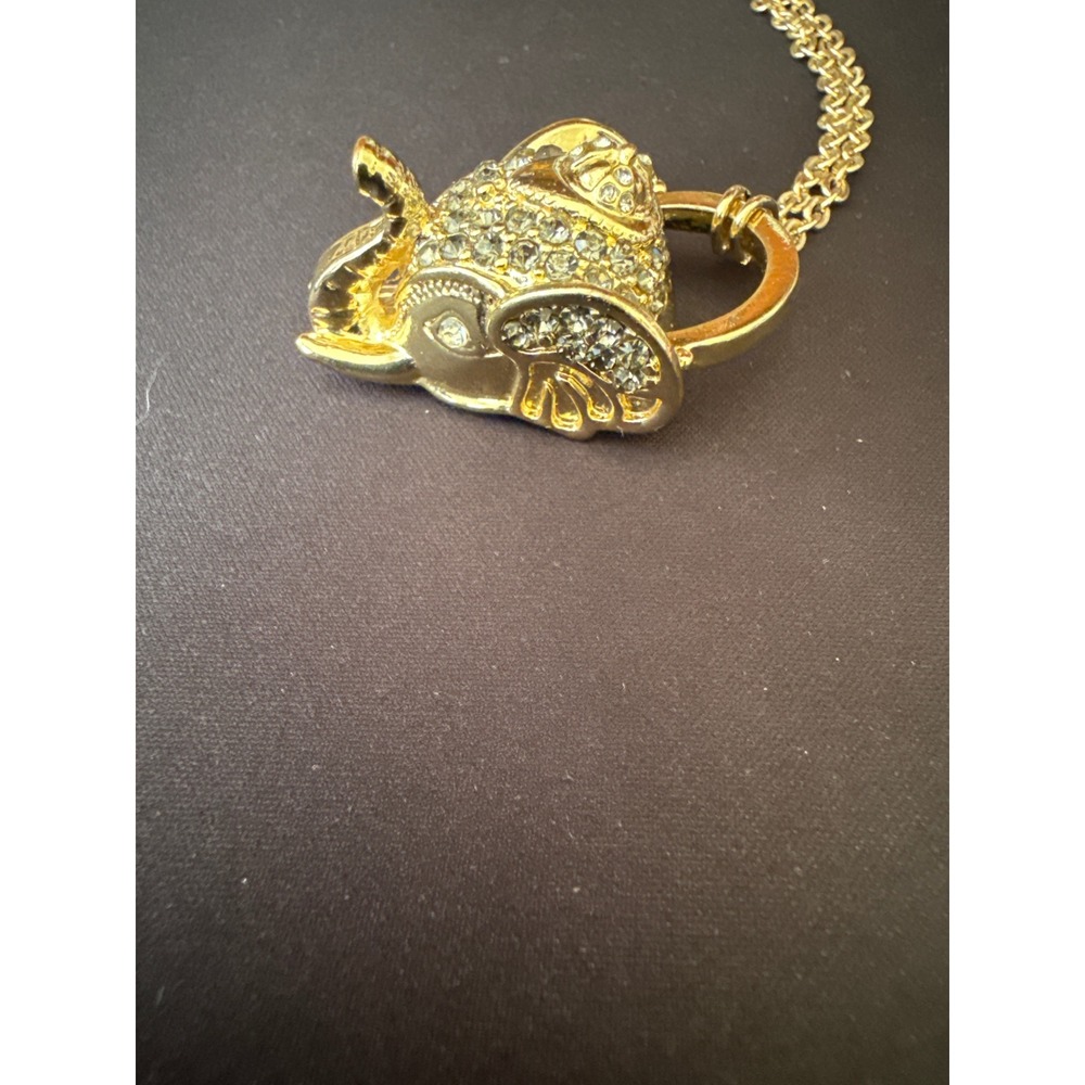 Loft Gold Tone Rhinestone Elephant Pendant Double Strand Chain Necklace NWT - Picture 3 of 4